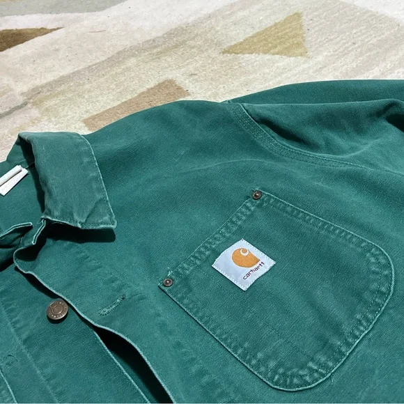 Carhartt Unlined Chore Jacket CU1058 XL CACTUS GREEN, GRAIL/VTG/MINT